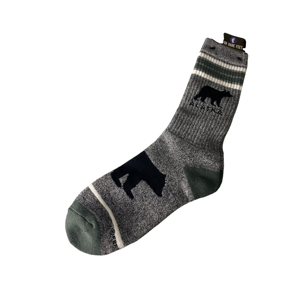 For Bare Feet Buffalo Bison Socks Gray Large Novelty Crew Socks NEW